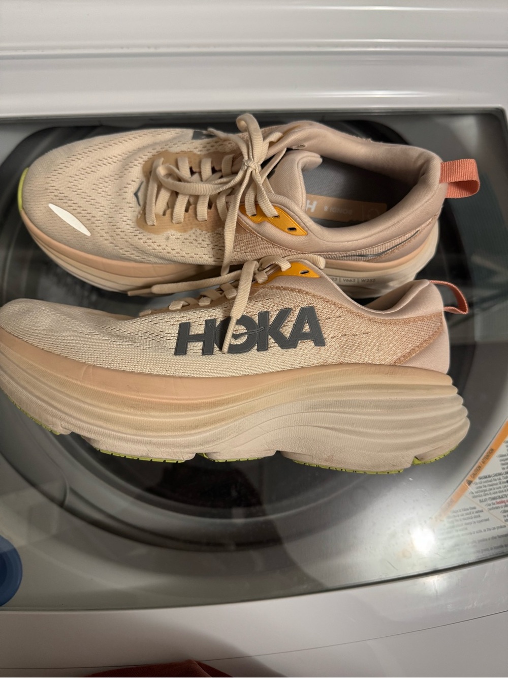 Hoka Beige Peach Running Shoes - Picture 13 of 14